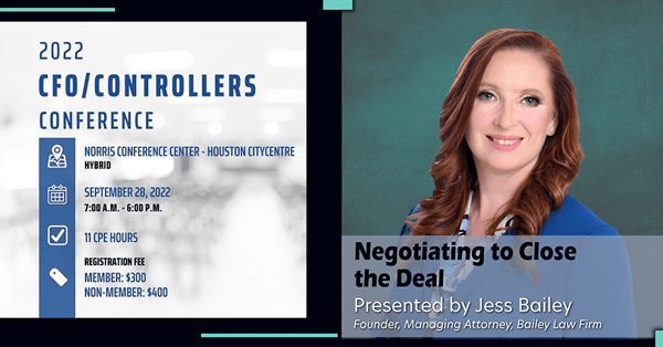 Jess Bailey, Managing Attorney at Bailey Law Firm, guiding business leaders in The Woodlands on corporate law, business, entity formation, entrepreneurship, contracts, finance, mergers, acquisitions, corporate governance, banking, finance, M&A strategies, and risk management to ensure compliance and no lawsuit issues.